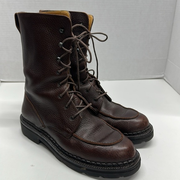 Cole Haan Boots Combat Lace Up 8 Eyelet Leather Boot Brown Vintage Womens Size 7 - Picture 1 of 9